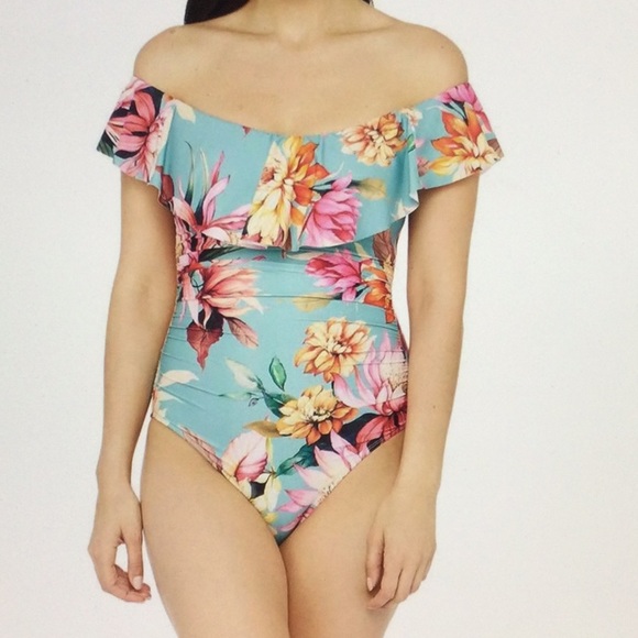 NWOT $134 LA BLANCA GARDEN SOCIAL OFF SHOULDER - Picture 4 of 8